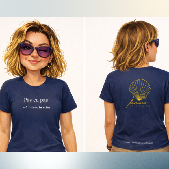 Tricou model Pas cu pas mă întorc la mine.